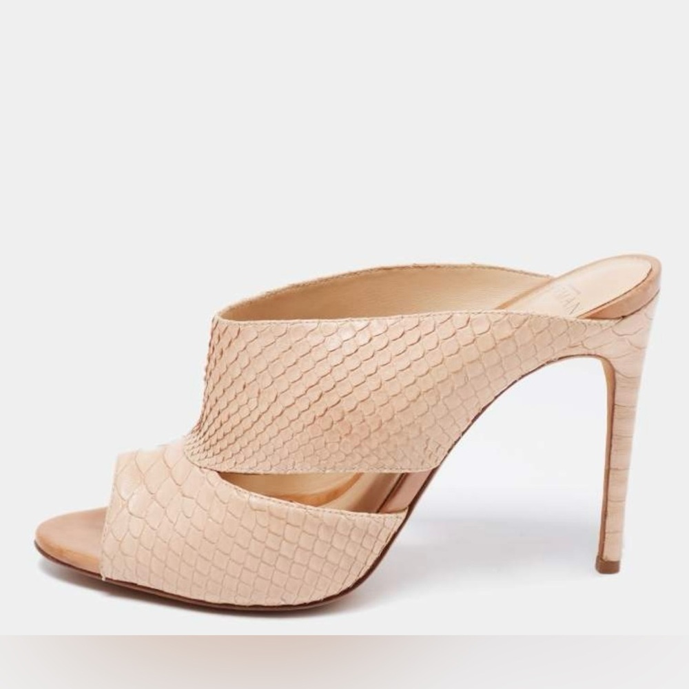 Alexandre Birman Beige Python Leather Slide Sanda… - image 3